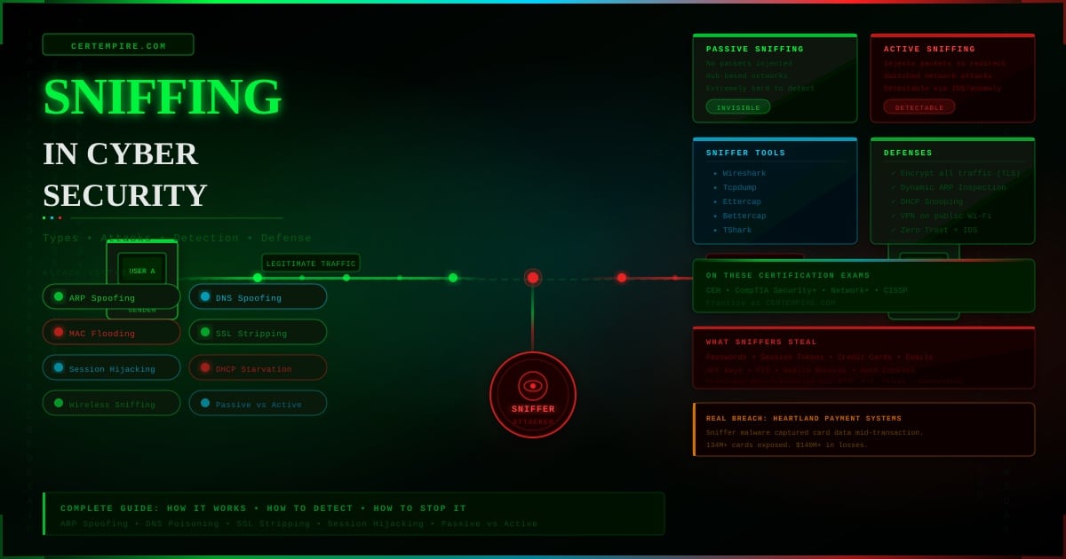 Sniffing in Cyber Security: Types, Attacks & Prevention