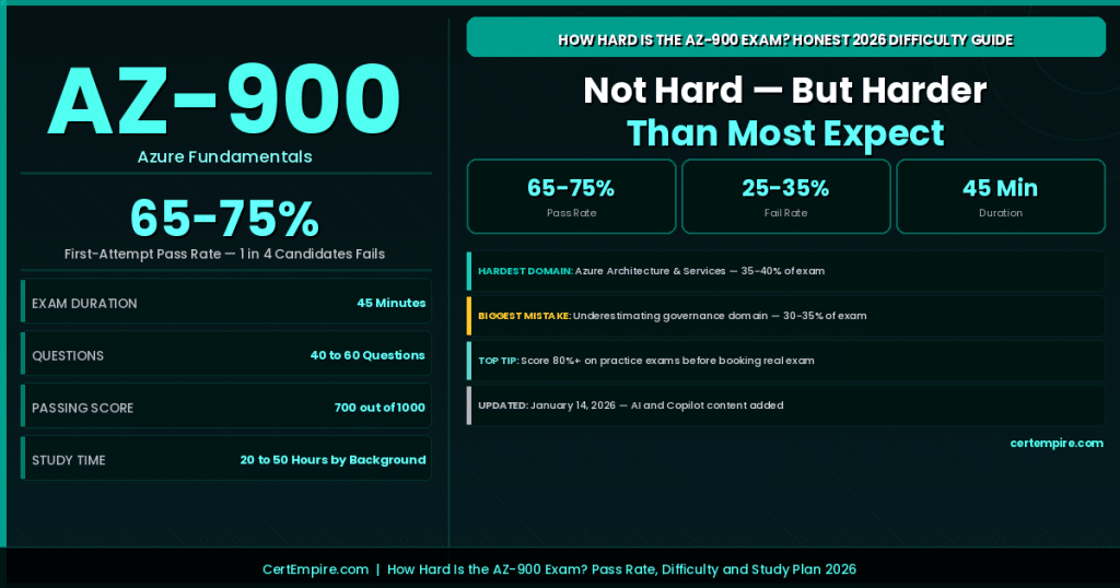 How Hard Is the AZ-900 Exam? Honest Difficulty, Pass Rate, and What Trips People Up in 2026