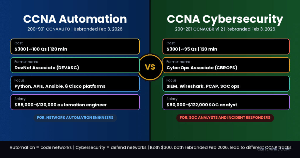 CCNA Automation vs CCNA Cybersecurity